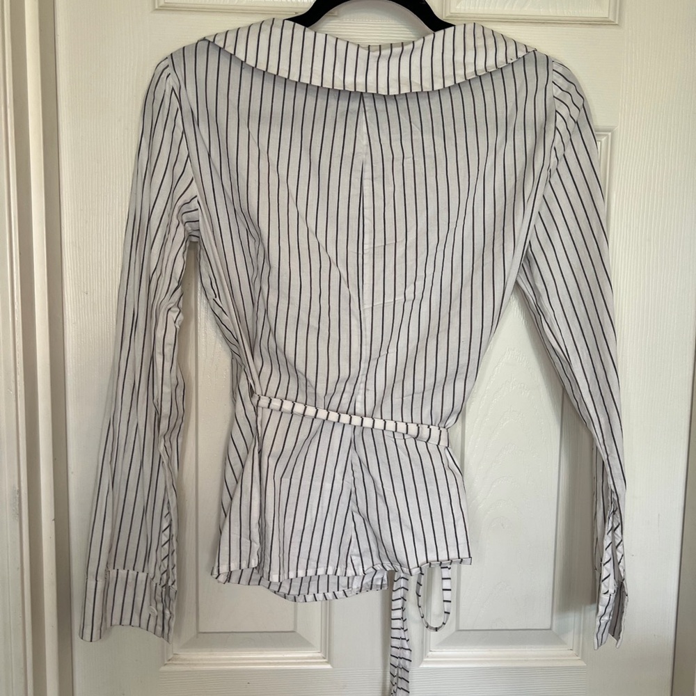 Reformation Black and White Striped Blouse